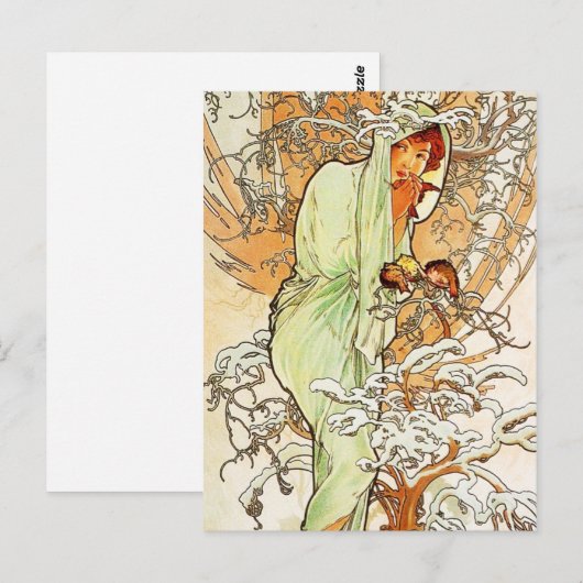 Alpohense Mucha Winter Briefkaart (Voorkant / Achterkant)