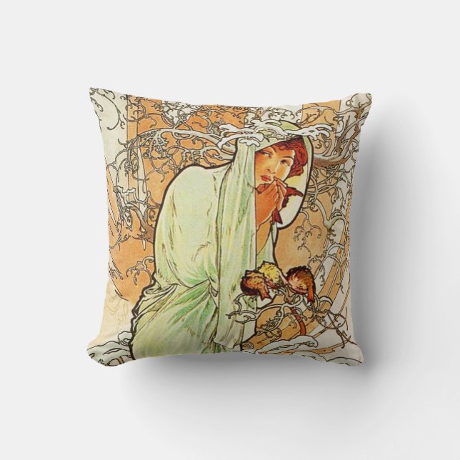 Alpohense Mucha Winter Pillow Kussen (Voorkant)
