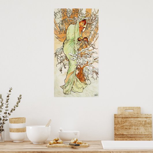 Alpohense Mucha Winter Poster (Keuken)