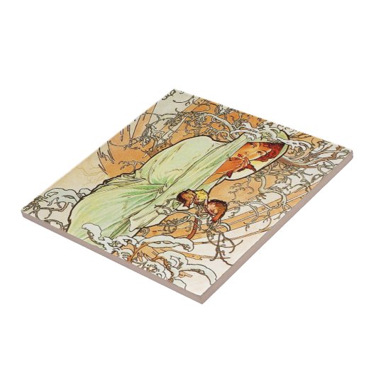 Alpohense Mucha Winter Tile Tegeltje (Zijkant)