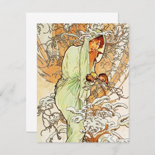 Alpohense Mucha Winter Uitnodigingen (Voorkant / Achterkant)