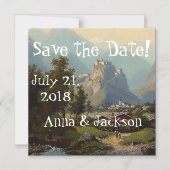 Alps Castle Stream Save Date Magnetic Card Magnetische Uitnodiging (Voorkant)