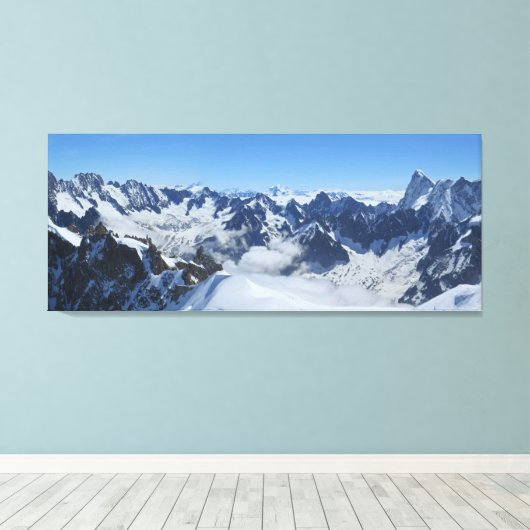 Alps Chamonix Panorama Canvas Afdruk (Insitu (Houten vloer))