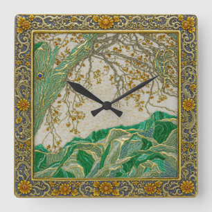Alps Goud Zilver Lapis Amber Malachite Wandklok