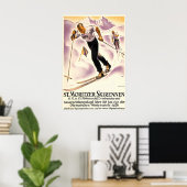 Alps Mountain Cross-country Ski Saint Moritz Poster (Thuiskantoor)