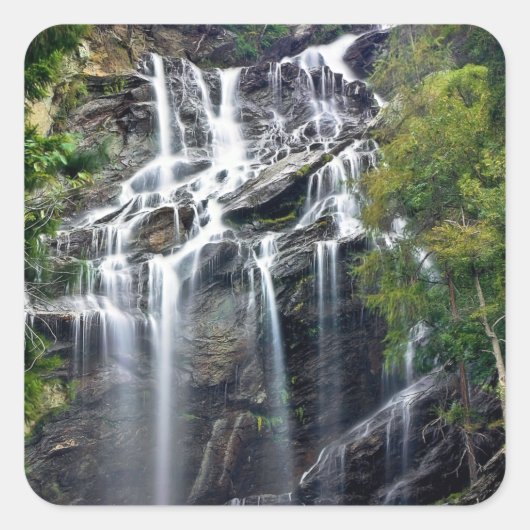 Alps Mountain Top Waterfall Vierkante Sticker (Voorkant)