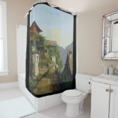 Alps Mountains Chalet Hamlet Town Showgordijn Douchegordijn (In situ)