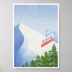 Alps  Ski Travel Poster