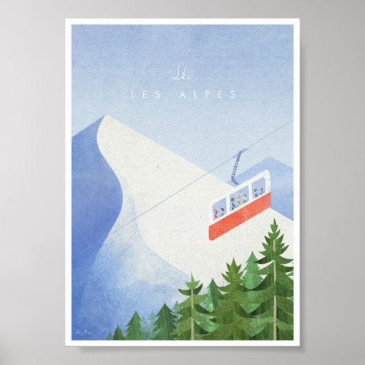 Alps  Ski Travel Poster (Voorkant)