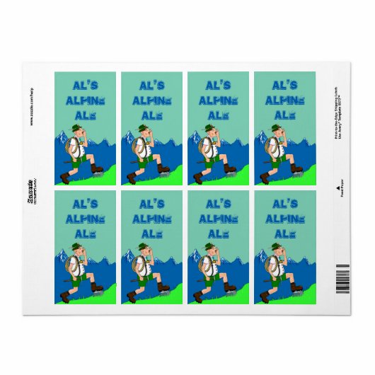 Alps Yodel Lederhosen Bier Homebrewing Fun Labels (Full Sheet)