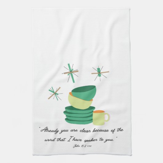 Already You Are Clean” John 15:3  Tea Towel Theedoek (Verticaal)