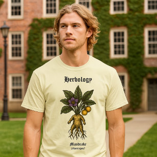 Alruin Wortel Retro Houtsnede Botanische Kunst T-shirt