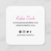 Als Aandeel volg Penseelroze sociale media Vierkante Visitekaartje (Achterkant)