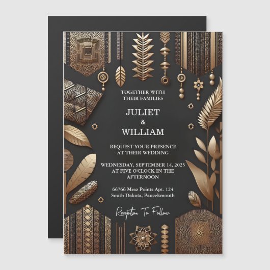 Als Afrikaanse Ghana Brown Traditionele Nigeria Br Magnetische Uitnodiging (Voorkant / Achterkant)