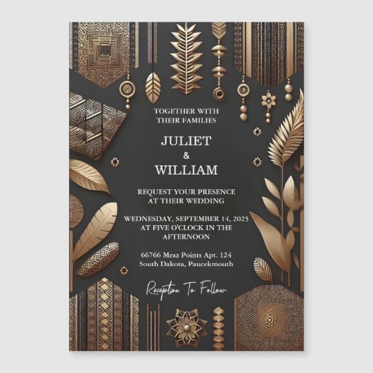 Als Afrikaanse Ghana Brown Traditionele Nigeria Br Magnetische Uitnodiging (Voorkant)