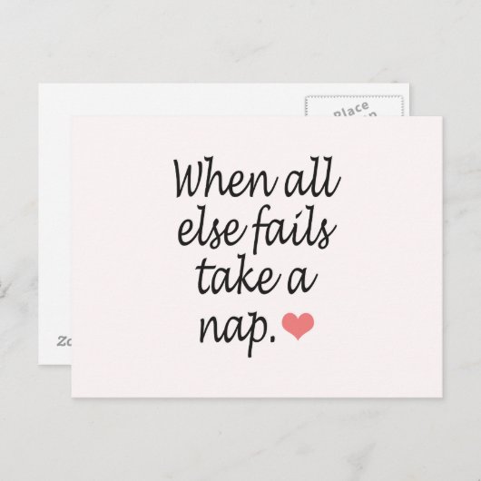 "Als alles mislukt, neem dan een nap"-citaat en -h Briefkaart (Voorkant / Achterkant)