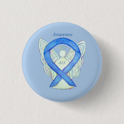 ALS Angel Awareness Ribbon Custom Art Pin Ronde Button 3,2 Cm (Voorkant)