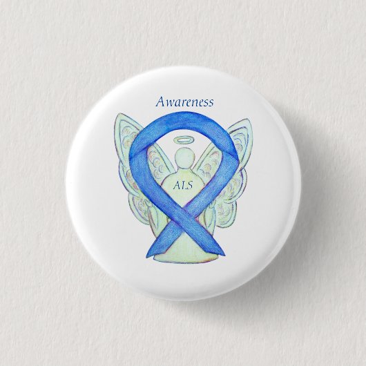 ALS Angel Awareness Ribbon Custom Art Pin Ronde Button 3,2 Cm (Voorkant)