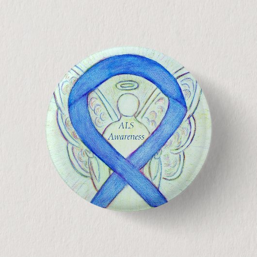 ALS Angel Awareness Ribbon Custom Art Pin Ronde Button 3,2 Cm (Voorkant)