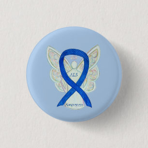 ALS Angel Awareness Ribbon Custom Art Pin Ronde Button 3,2 Cm