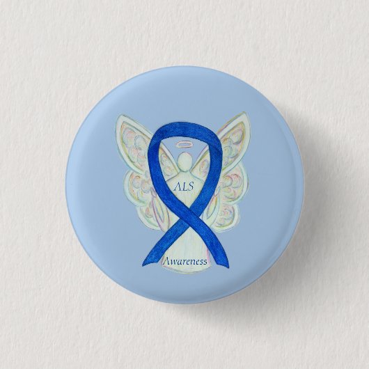 ALS Angel Awareness Ribbon Custom Art Pin Ronde Button 3,2 Cm (Voorkant)