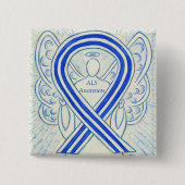 ALS Angel Awareness Ribbon Custom Art Pin Vierkante Button 5,1 Cm (Voorkant)