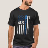 ALS Awareness Blauw lint US vlag T-shirt (Voorkant)