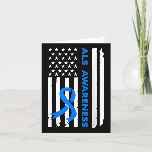 ALS Awareness Blue Ribbon Amerikaanse vlag Kaart (Voorkant)