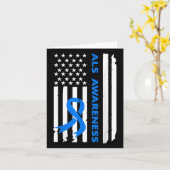ALS Awareness Blue Ribbon Amerikaanse vlag Kaart (Gele Bloem)