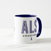 ALS Awareness Blue Ribbon Mok (Voorkant rechts)