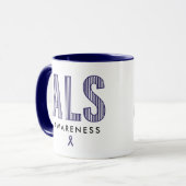 ALS Awareness Blue Ribbon Mok (Voorkant links)