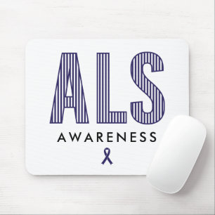 ALS Awareness Blue Ribbon Muismat