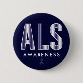 ALS Awareness Blue Ribbon Ronde Button 5,7 Cm (Voorkant)