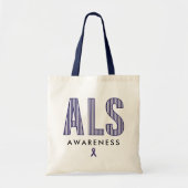 ALS Awareness Blue Ribbon Tote Bag (Voorkant)