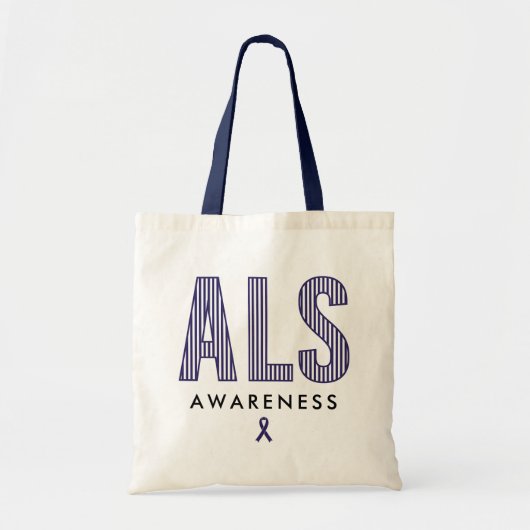 ALS Awareness Blue Ribbon Tote Bag (Voorkant)