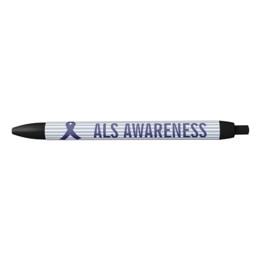 ALS Awareness Blue Ribbon Zwarte Inkt Pen (Voorkant)