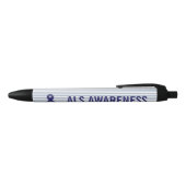 ALS Awareness Blue Ribbon Zwarte Inkt Pen (Bovenkant)