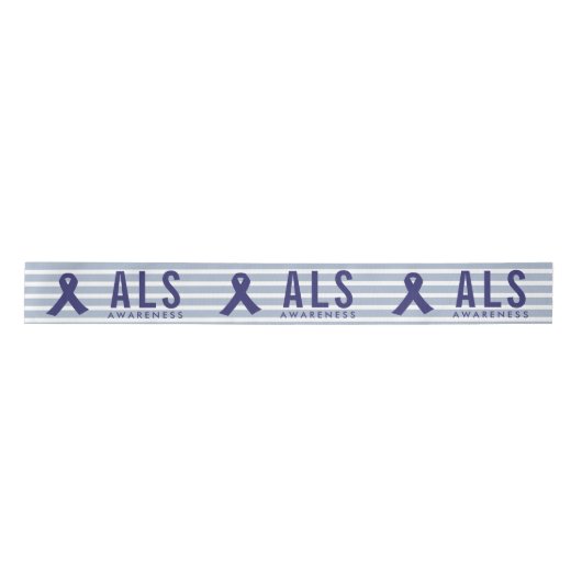 ALS Awareness Blue Stripes Satijnen Lint (Voorkant)