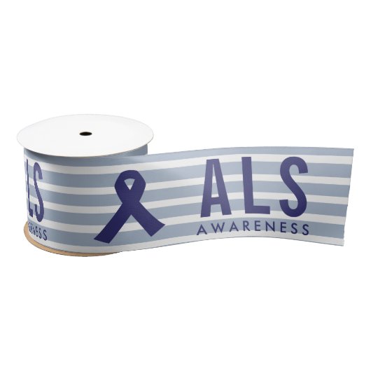 ALS Awareness Blue Stripes Satijnen Lint (Spoel)