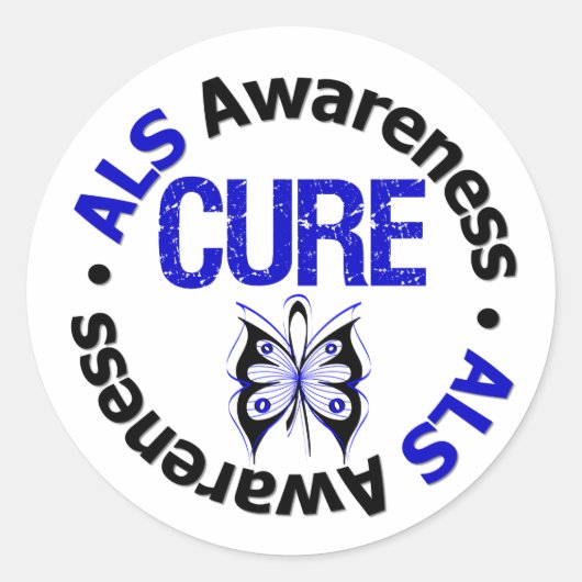 ALS Awareness CURE Vlinderlint Ronde Sticker (Voorkant)