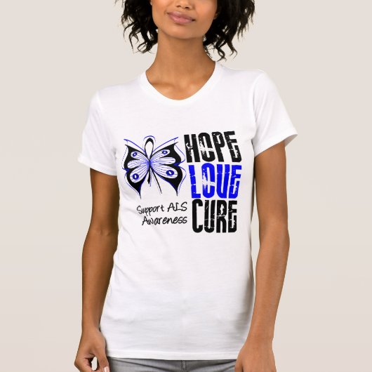 ALS Awareness Hope Love Cure T-shirt (Voorkant)