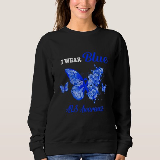 Als Awareness Ik Draag Blauwe Vlinder Trui (Voorkant)