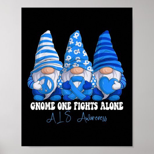 ALS Awareness Maand Blue Ribbon Gnomies Ondersteun Poster (Voorkant)