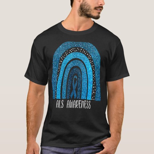 ALS Awareness Maand Ondersteuning Boho Rainbow T-shirt (Voorkant)