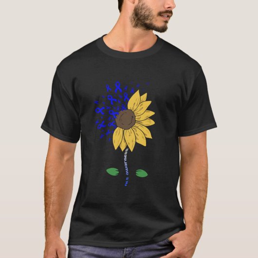 ALS Awareness Maand Zonnebloem Blauw Lint Familie  T-shirt (Voorkant)