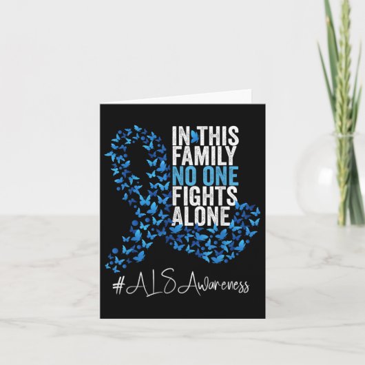 ALS Awareness Month Blue Ribbon Butterflies Kaart (Voorkant)