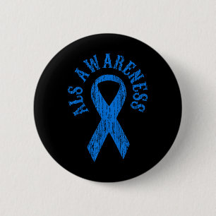 ALS Awareness Month Blue Ribbon Shirt Family T-shi Ronde Button 5,7 Cm