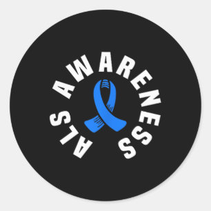 ALS Awareness Pocket Draag Blue Ribbon ALS-ziekte Ronde Sticker