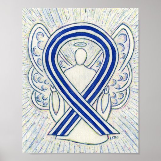 ALS Awareness Ribbon Angel Art Print Poster (Voorkant)