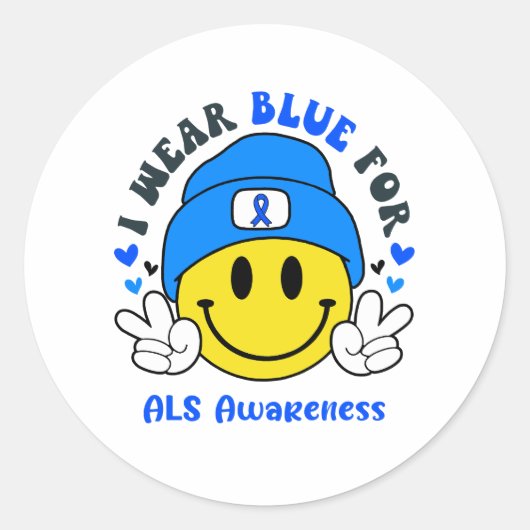 ALS Awareness Ribbon Support Giften Ronde Sticker (Voorkant)